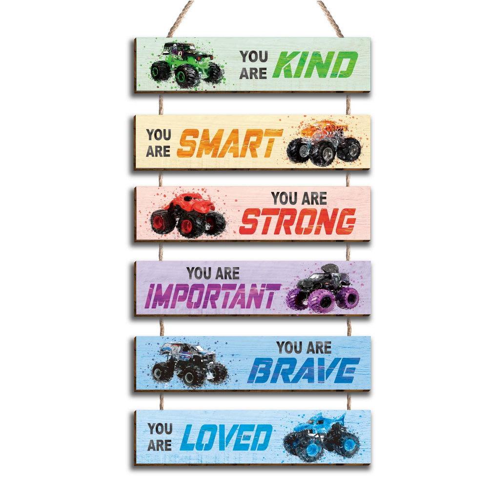 HIWERAN racing car wall sign in wood decor for kids’ room, durable print