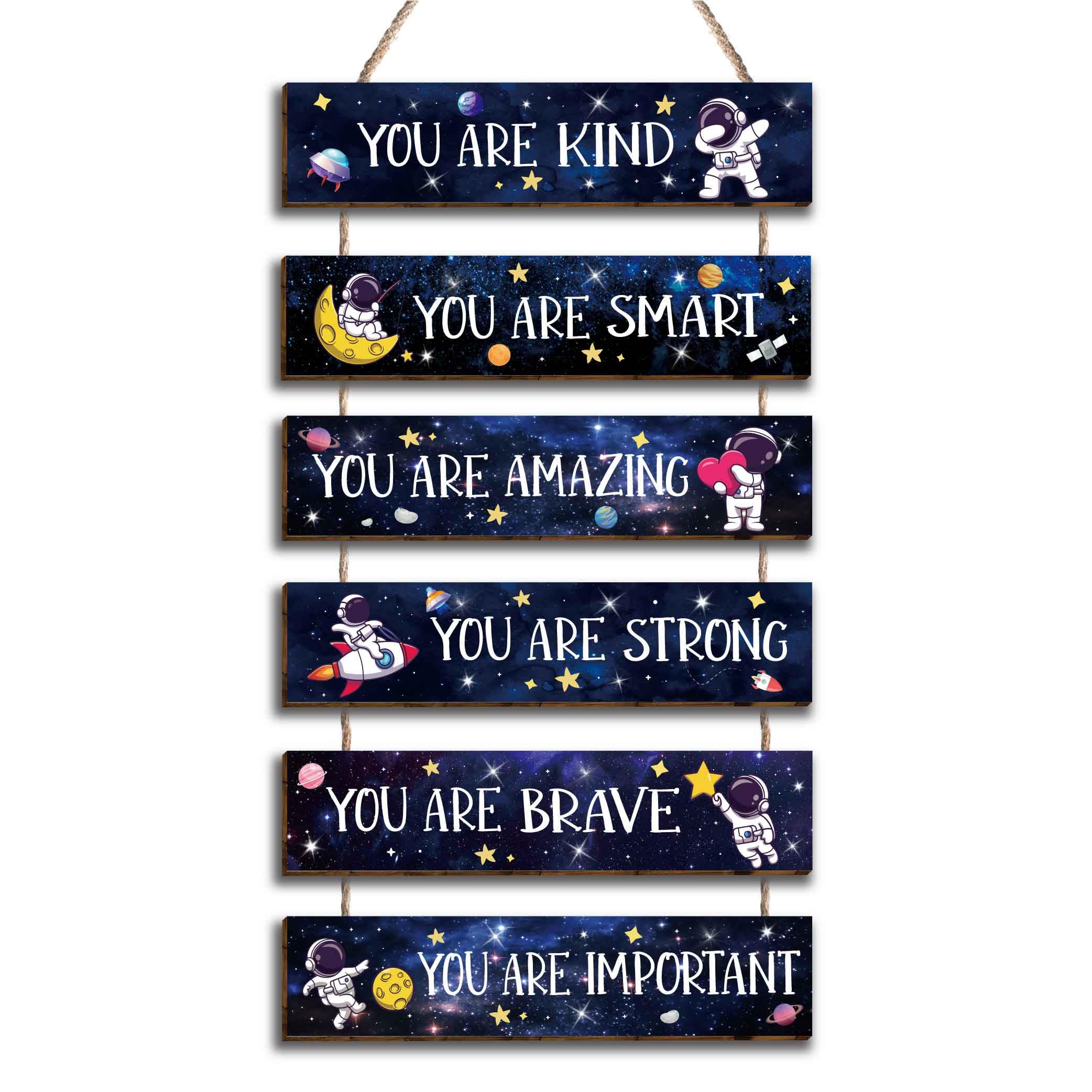 HIWERAN space astronaut quotes poster for kids' room boosts motivation and imagination.