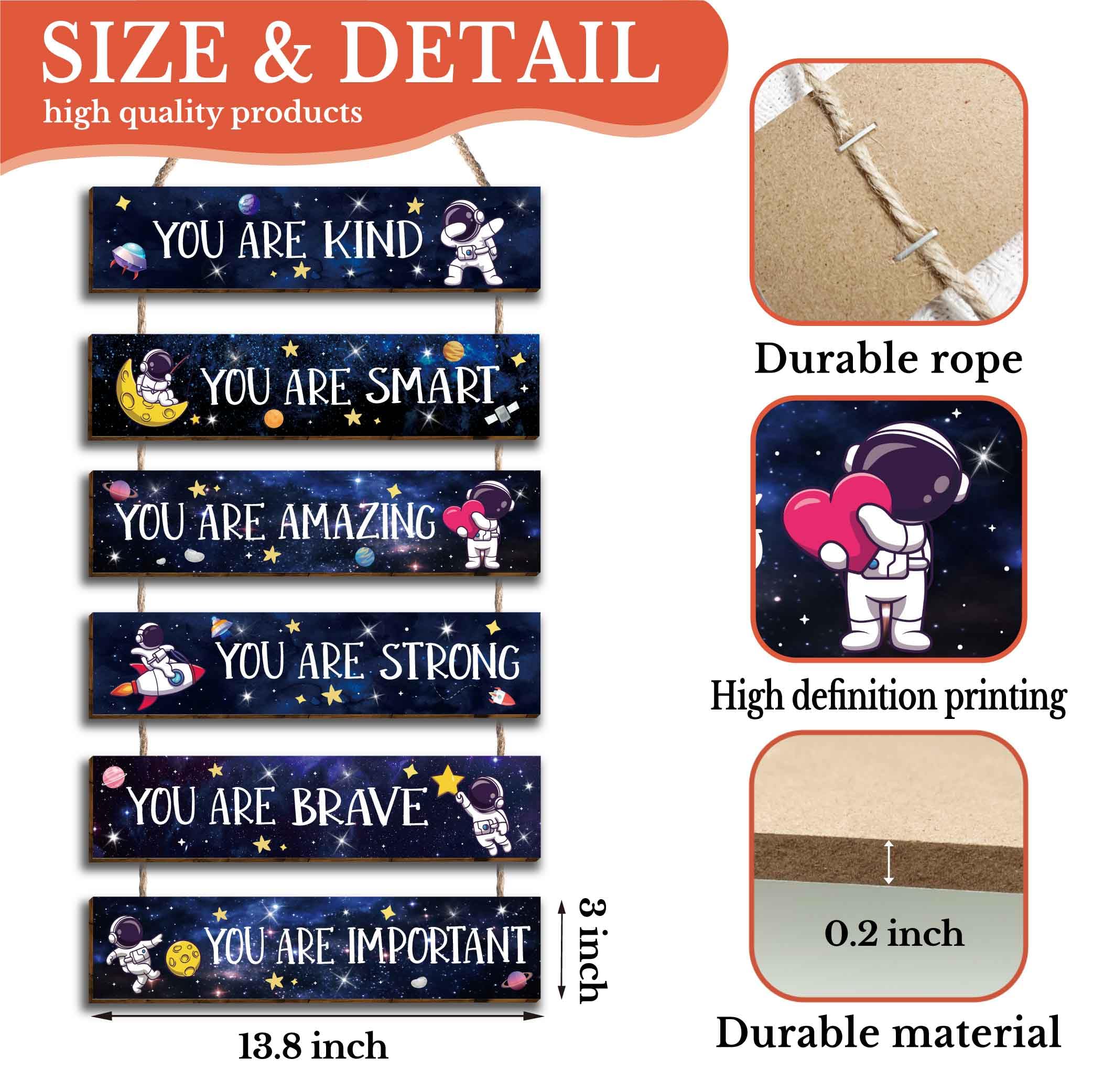 HIWERAN space astronaut quotes poster for playroom decor inspires curiosity.