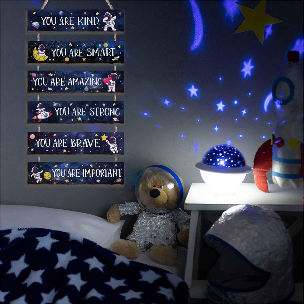 HIWERAN space quotes posters spark imagination in the playroom.