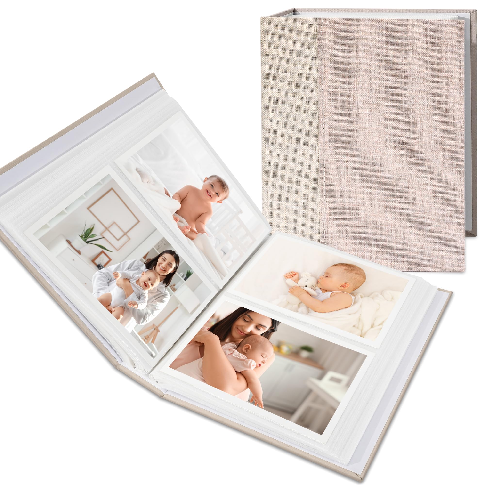 Hiwhy Linen 4x6 album beige cover, portable and stylish for travel memories.