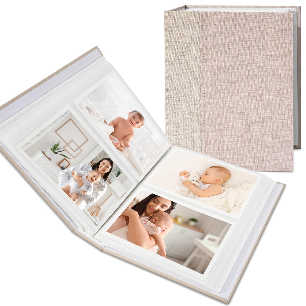 Hiwhy Linen 4x6 album beige cover, portable and stylish for travel memories.