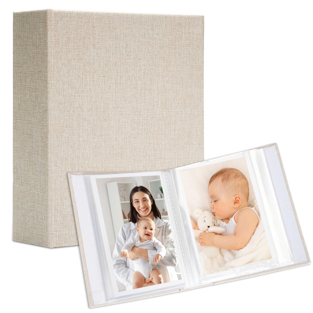 Hiwhy linen 4x6 photo album cover with stylish stitching for portable memory keeping.