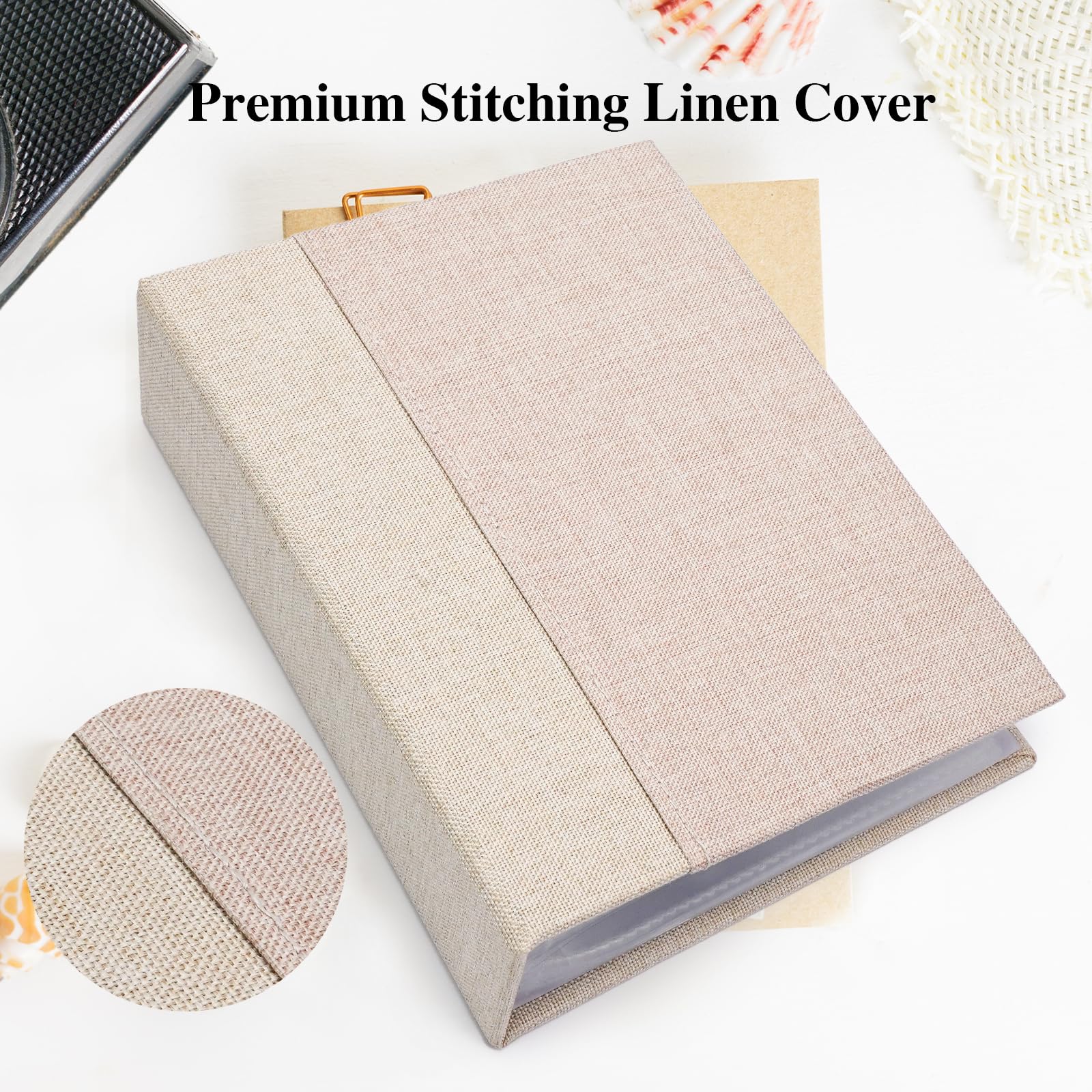Hiwhy linen-stitch binding with durable pages for lasting storage.