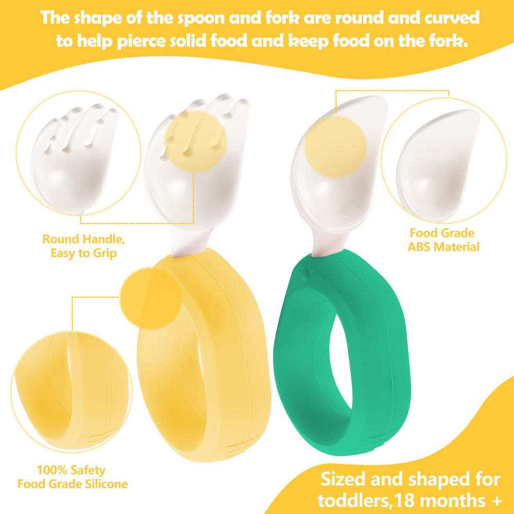 HIWOOD baby fork with smooth prongs designed for gentle self-feeding.