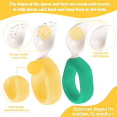 HIWOOD baby fork with smooth prongs designed for gentle self-feeding.