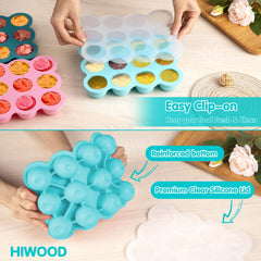 HIWOOD food-grade silicone storage keeps purees and vegetables safe and fresh.