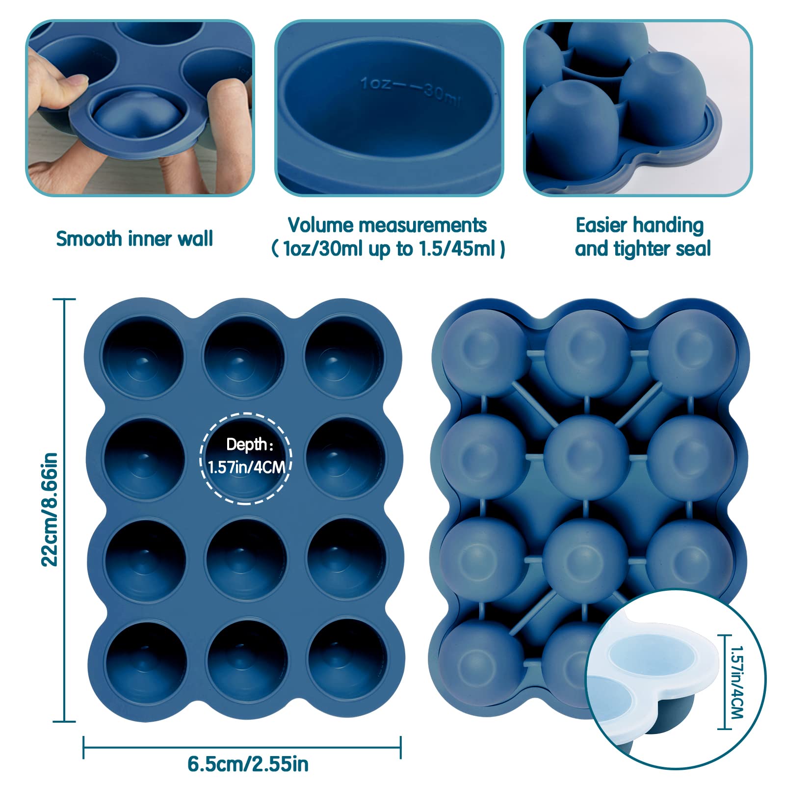 HIWOOD midnight blue storage tray with lid for freezer organization.