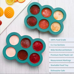 HIWOOD silicone freezer molds with clip-on lid offer stackable, mess-free freezer organization