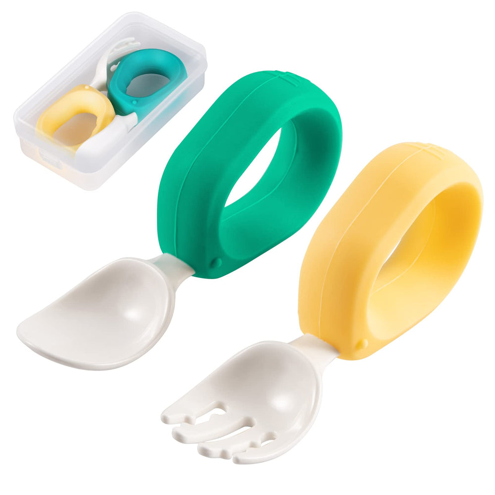 HIWOOD travel case with spoons and forks keeps baby utensils organized for on-the-go meals.