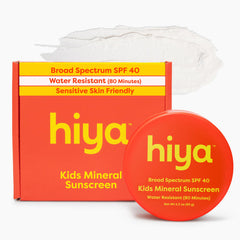Hiya SPF40 Kids bottle front showing reef-safe mineral sunscreen.