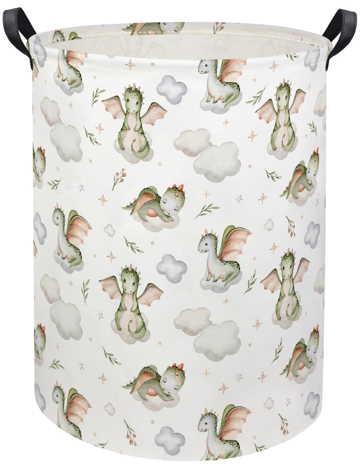 HIYAGON baby laundry basket with dinosaur pattern keeps nursery toys organized and accessible