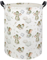 HIYAGON baby laundry basket with dinosaur pattern keeps nursery toys organized and accessible