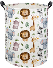 HIYAGON baby laundry hamper with dinosaur pattern stores toys and clothes.