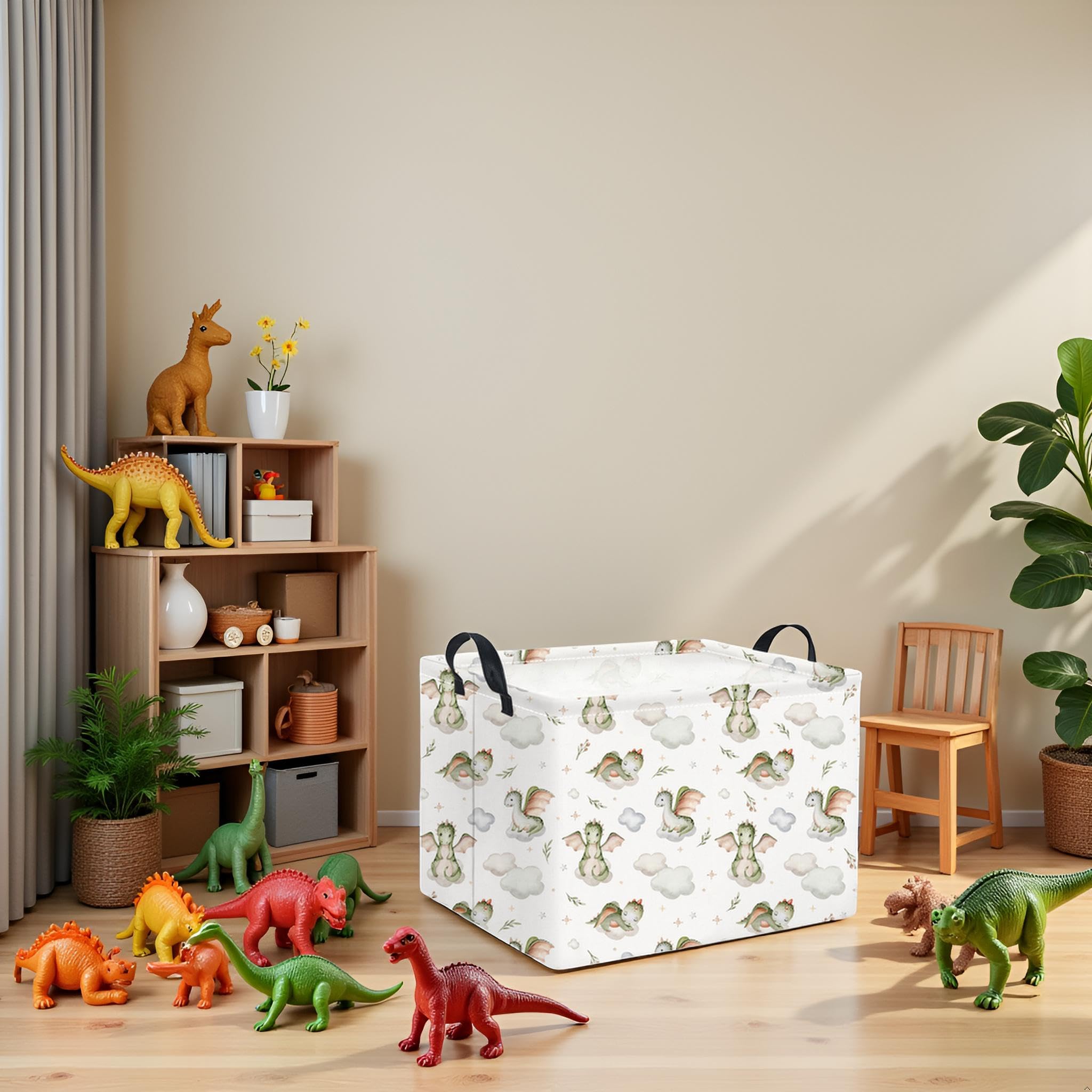 HIYAGON baby storage bin with portable leather handle for easy transport