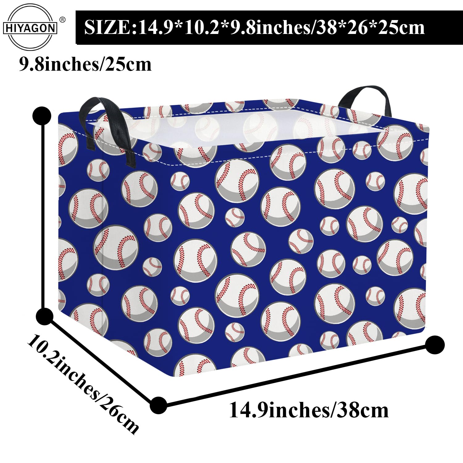 HIYAGON baseball bin large size for books toys and more