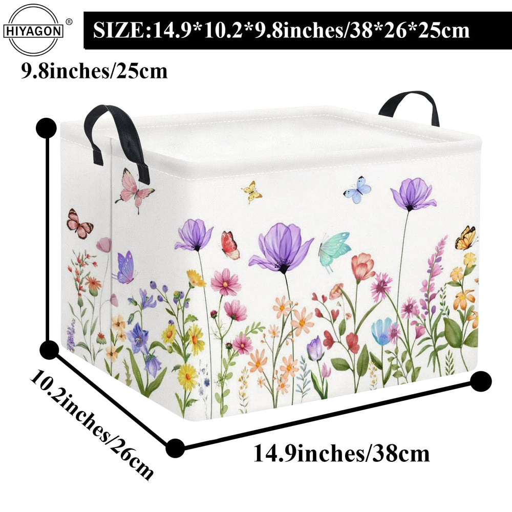HIYAGON purple flower basket ideal for organizing books, toys, and small sundries