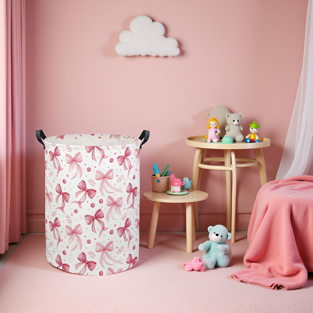 HIYAGON Butterfly Baby Laundry Basket folded-compact demonstrates space saving design for small spaces.