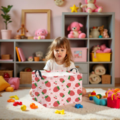 HIYAGON canvas basket strawberry close-up showing durable waterproof lining