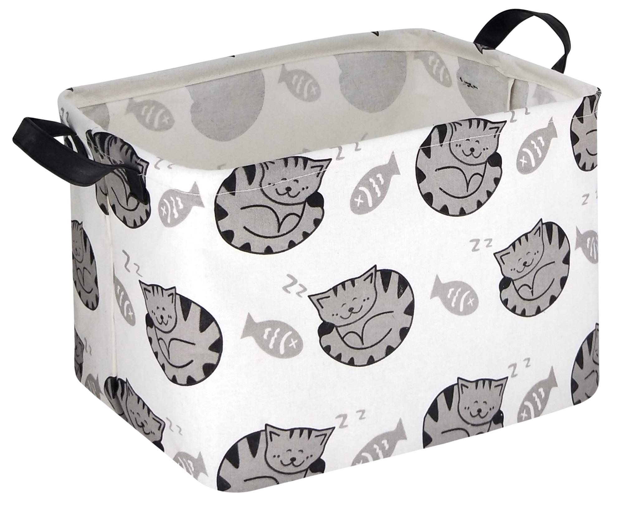 HIYAGON Cat Basket front view showing roomy canvas storage for toys