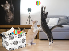HIYAGON Cat Basket side storage demonstrates easy access and space for cat toys