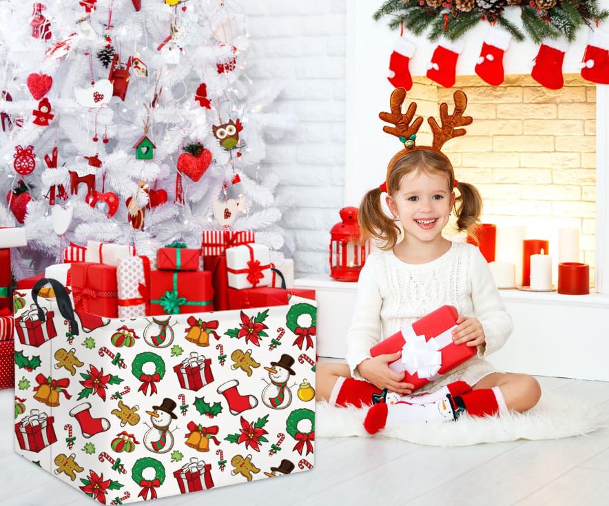 HIYAGON Christmas basket leather handle for portable carrying around the home.