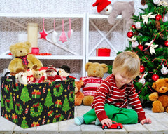 HIYAGON Christmas room decor basket close-up highlights durable canvas and waterproof inner lining.
