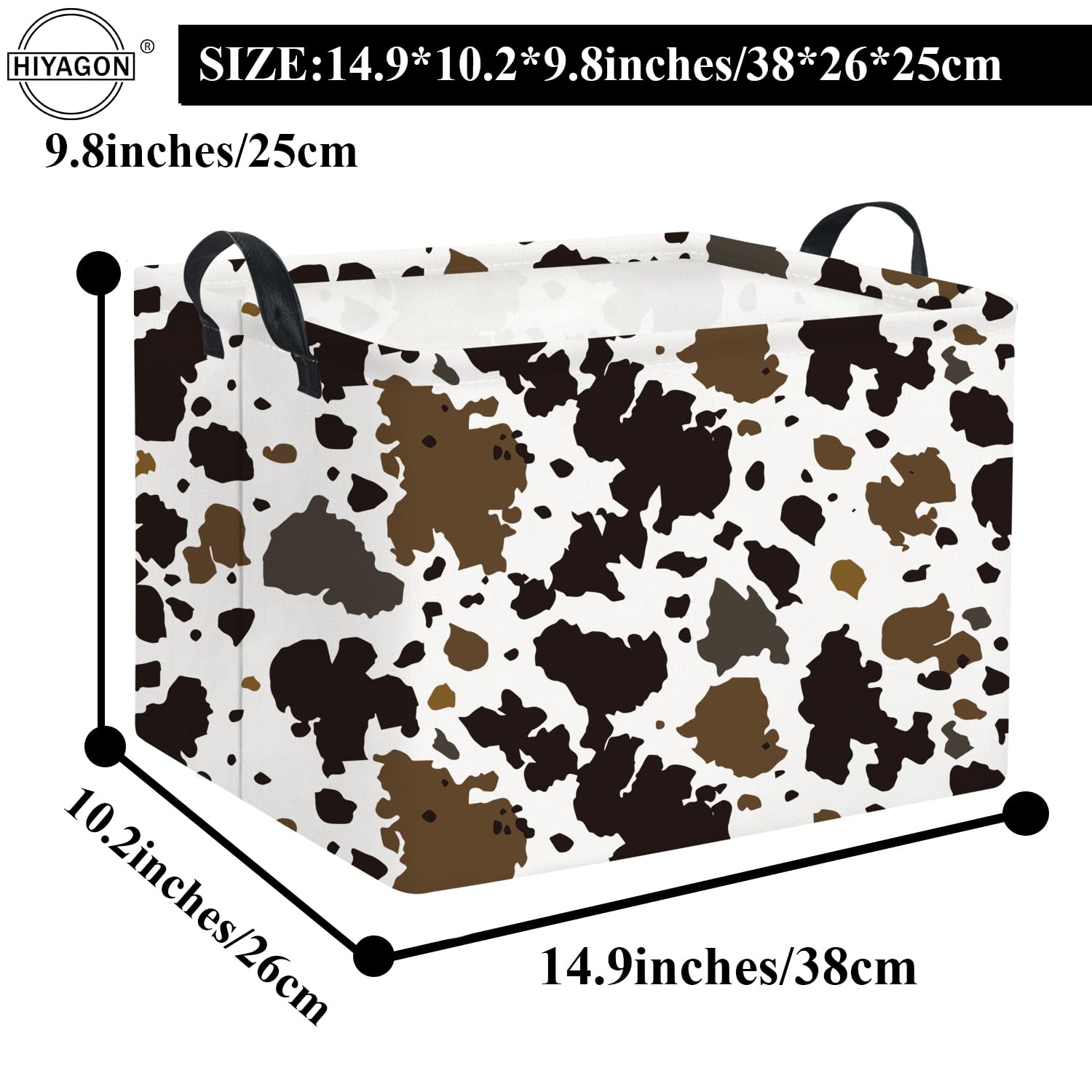 HIYAGON Cow Basket folded flat fits discreet closet shelves.