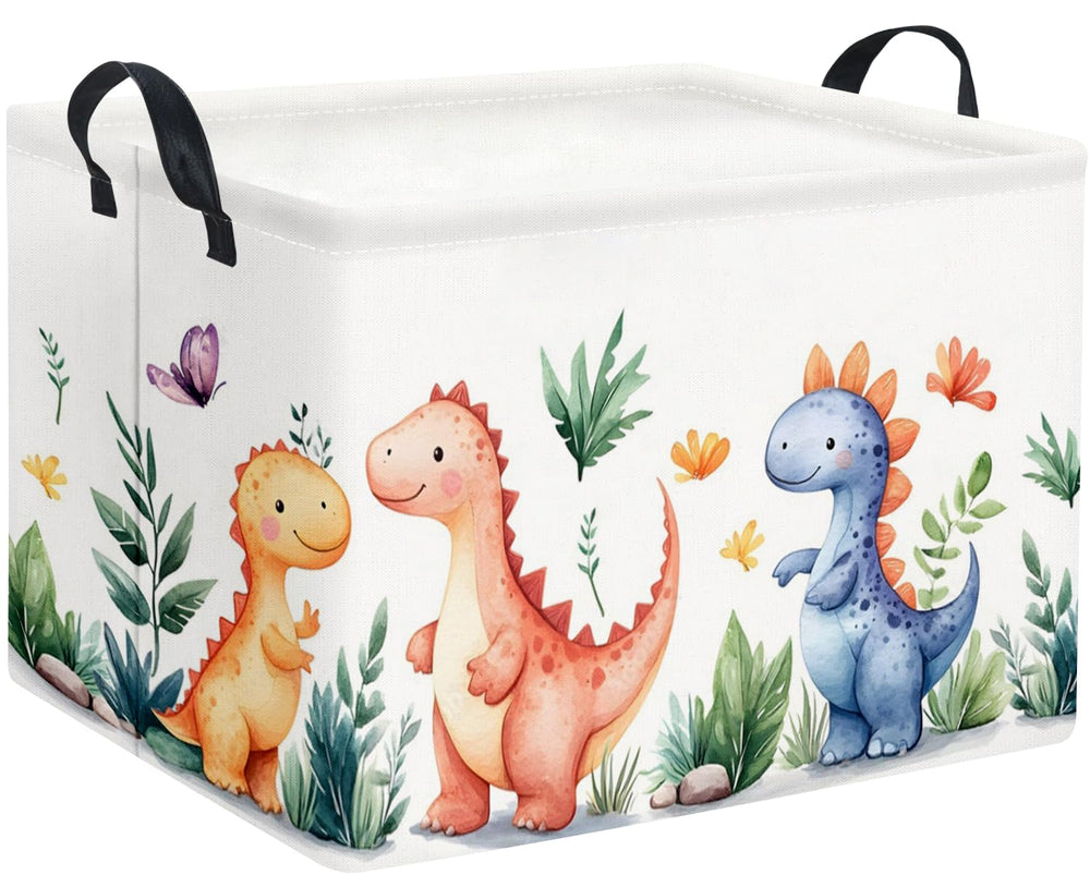 HIYAGON dinosaur basket front view for toy storage and clutter control.