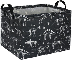 HIYAGON dinosaur basket front view showing roomy space for books and toys
