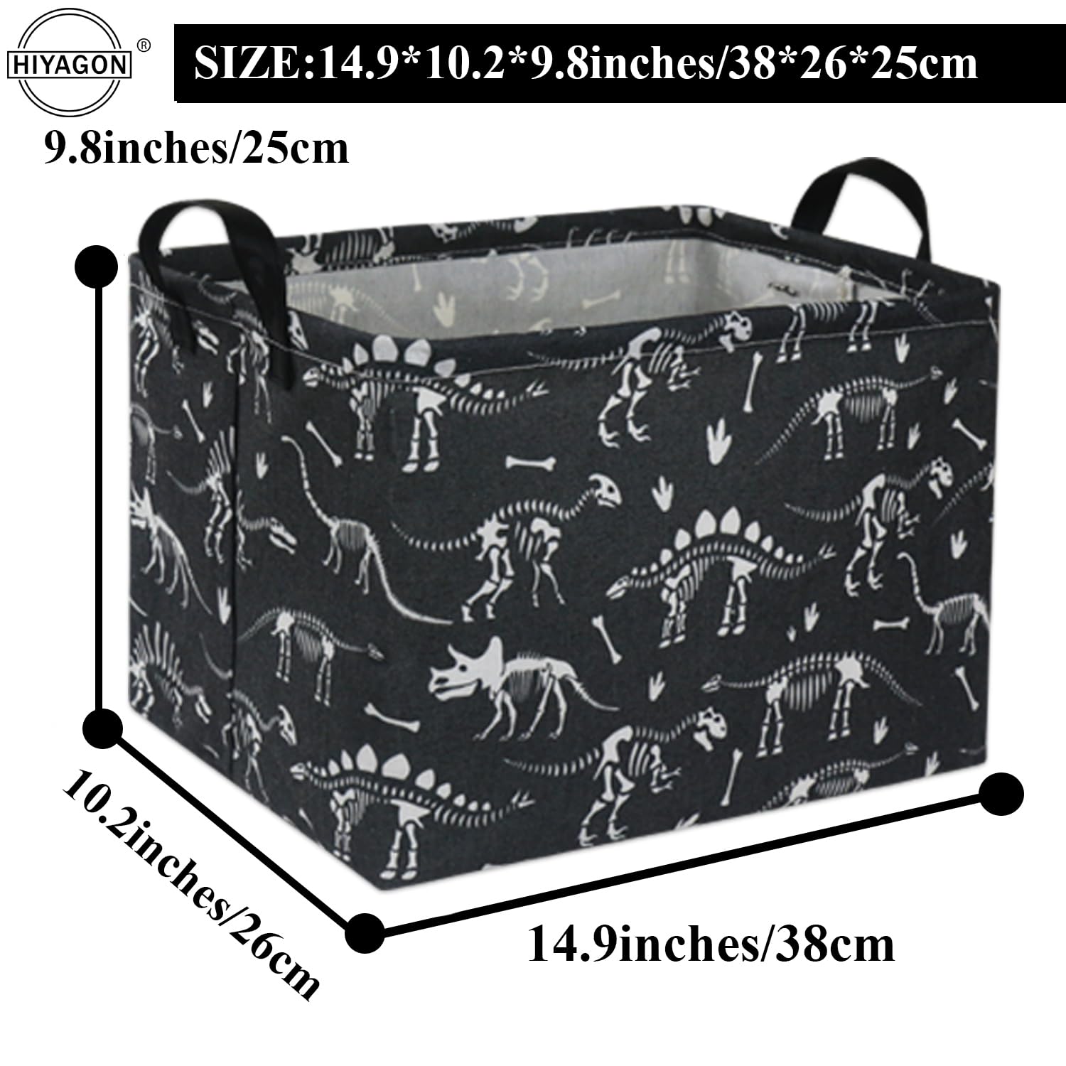HIYAGON dinosaur bin on shelf versatile for books and toys