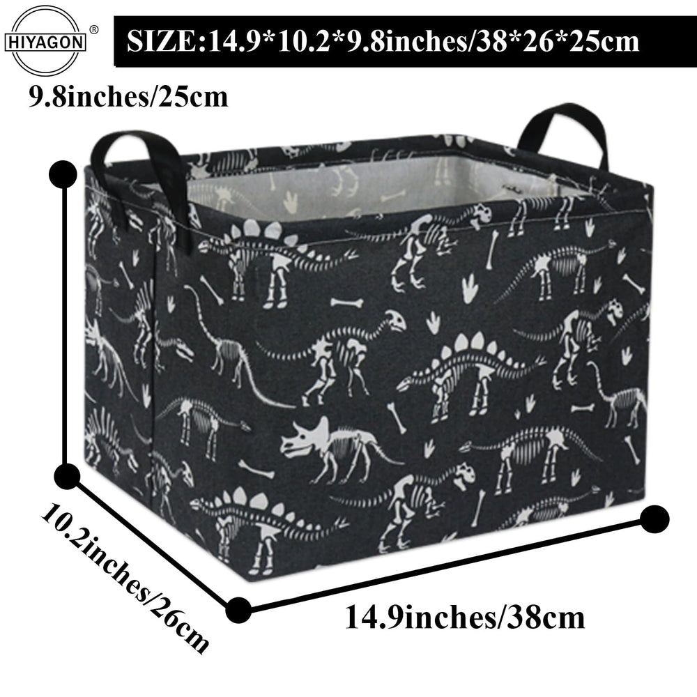HIYAGON dinosaur bin on shelf versatile for books and toys