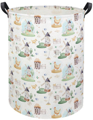 HIYAGON Kids Laundry Basket with dino pattern for toy and clothing storage