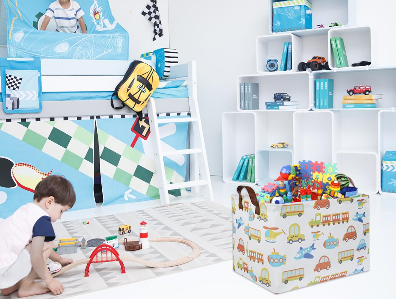 HIYAGON kids storage basket collapsible design saves space when not in use