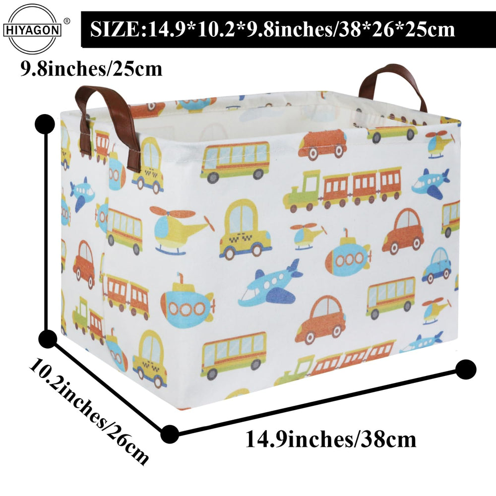 HIYAGON kids storage basket leather-handle portable carry for moving between rooms