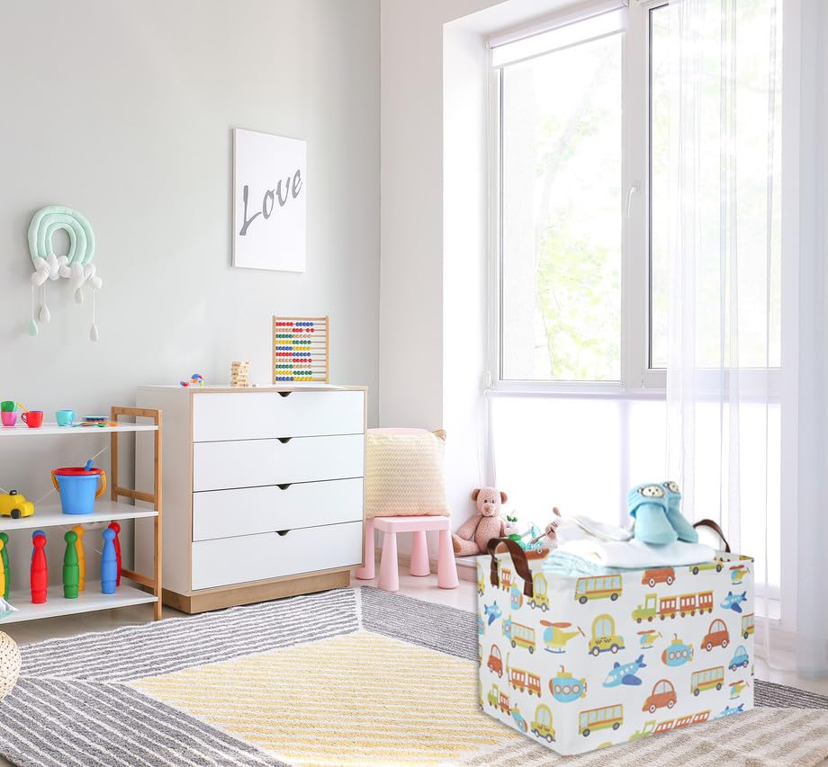 HIYAGON kids storage basket metal rod frame maintains stiff shape