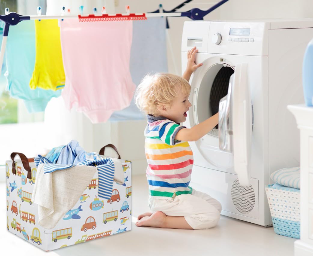 HIYAGON kids storage basket waterproof lining protects contents from spills