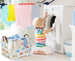 HIYAGON kids storage basket waterproof lining protects contents from spills