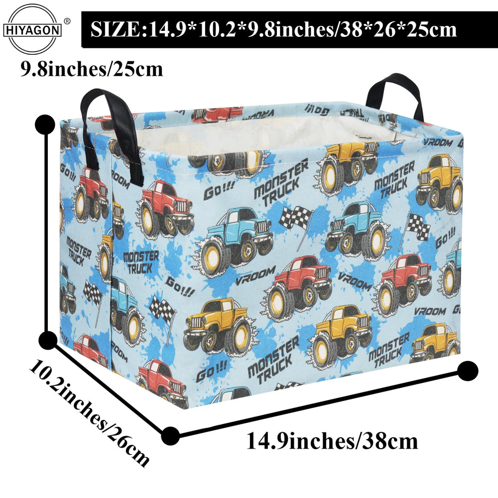HIYAGON Monster Truck Basket room decor adds playful touch to kids spaces.