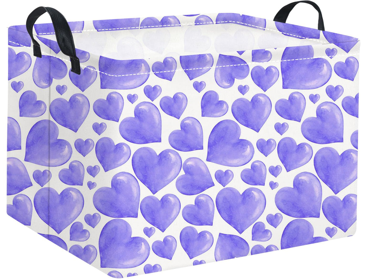 HIYAGON purple heart rectangular basket front view shows sturdy canvas for versatile storage
