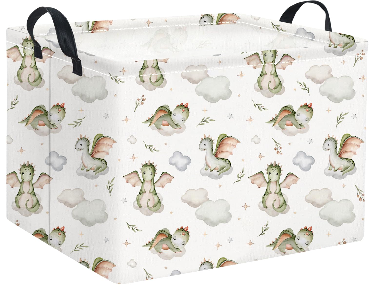 HIYAGON rectangular baby basket in dinosaur design for toy storage and room decor