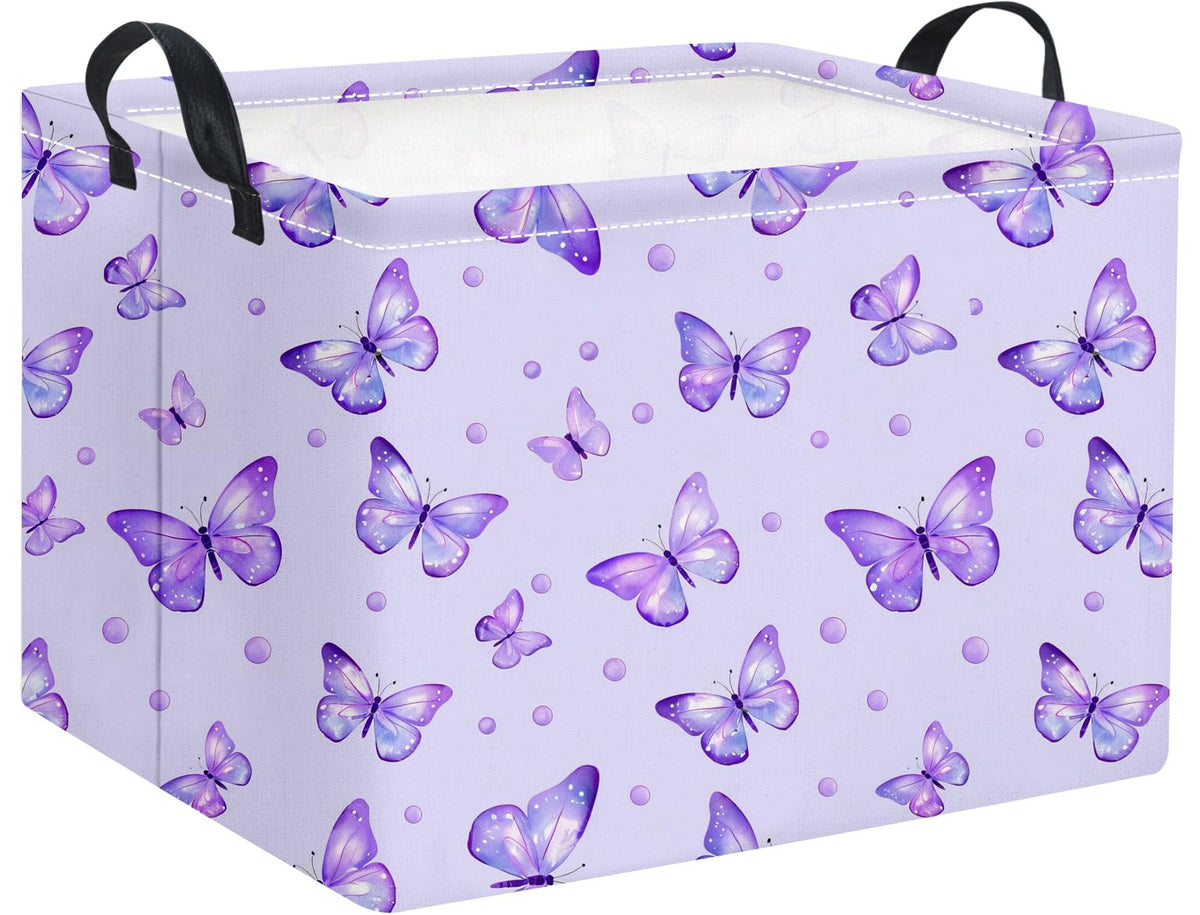 HIYAGON rectangular baby basket with dot butterfly keeps toys organized.
