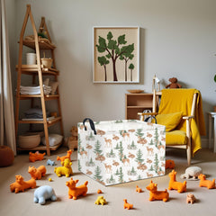 HIYAGON forest deer basket open top showing easy access for quick toy retrieval.