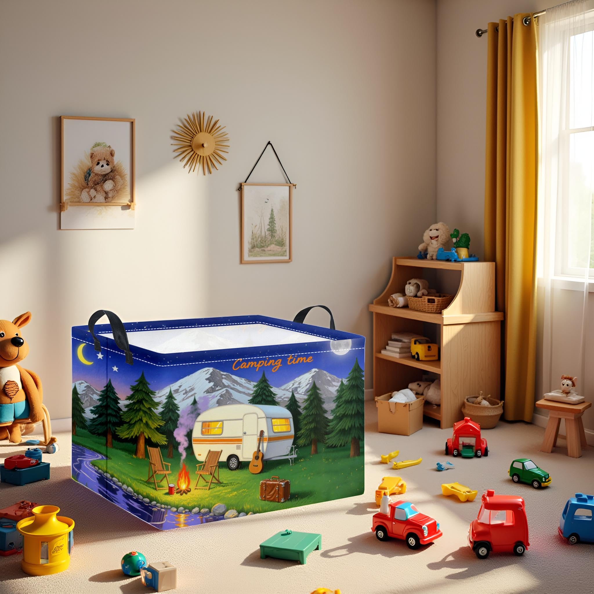 HIYAGON rectangular baby basket open with toys, ideal toy storage and playroom tidy.