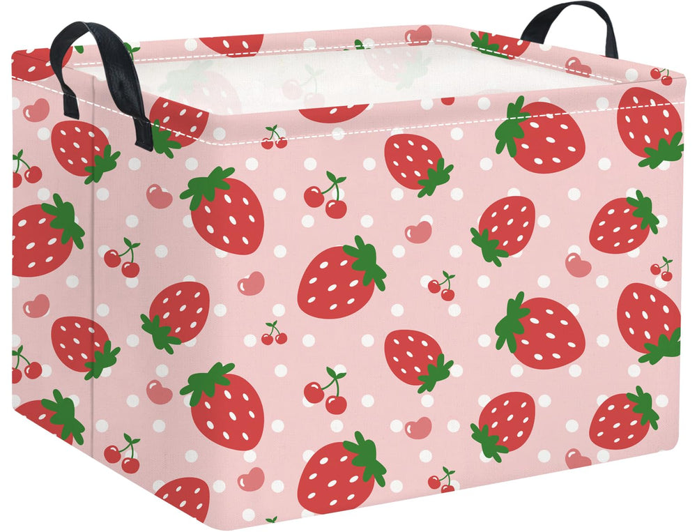 HIYAGON rectangular baby basket strawberry with open top ideal for toy storage