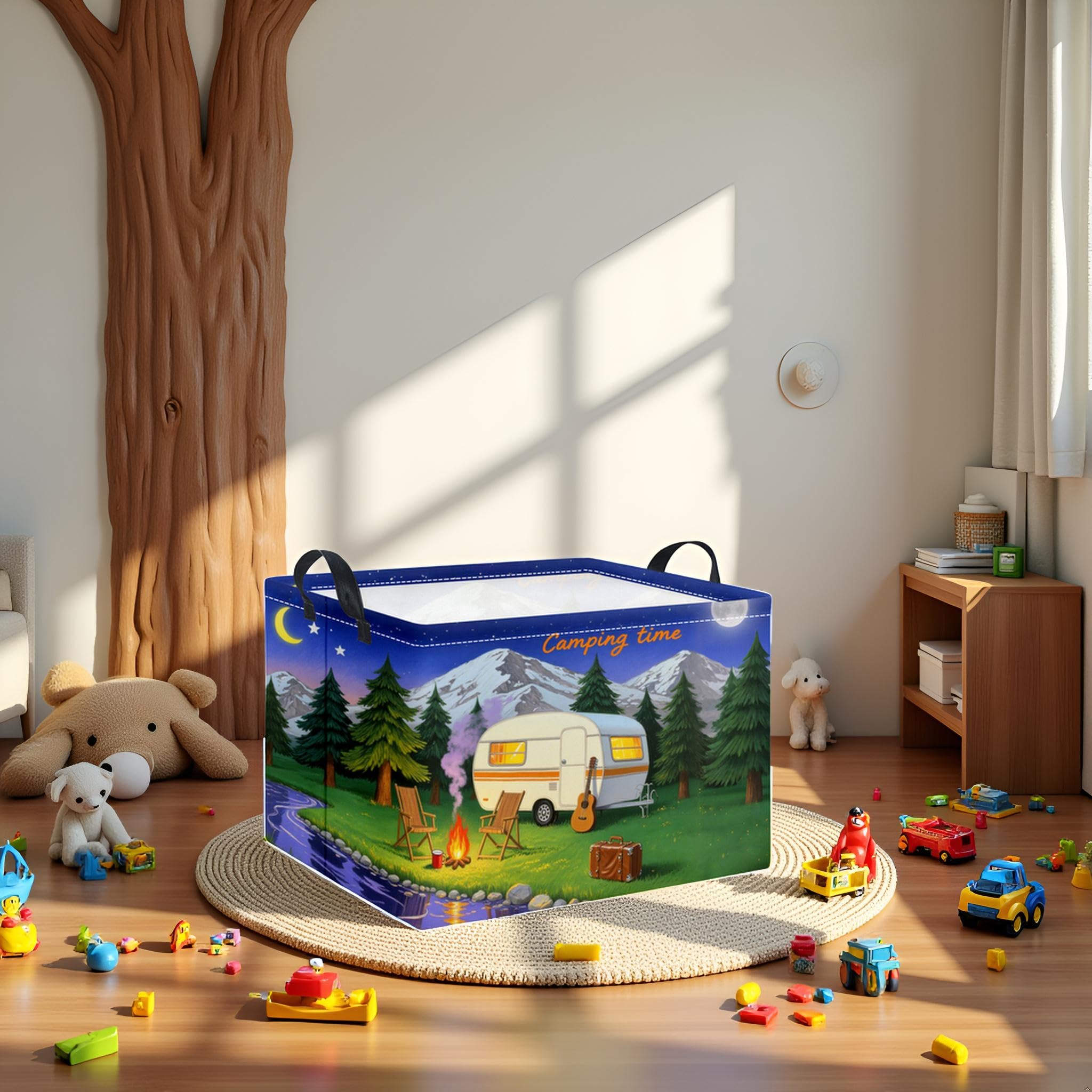 HIYAGON rectangular baby basket waterproof lining protects contents and easy cleanup.