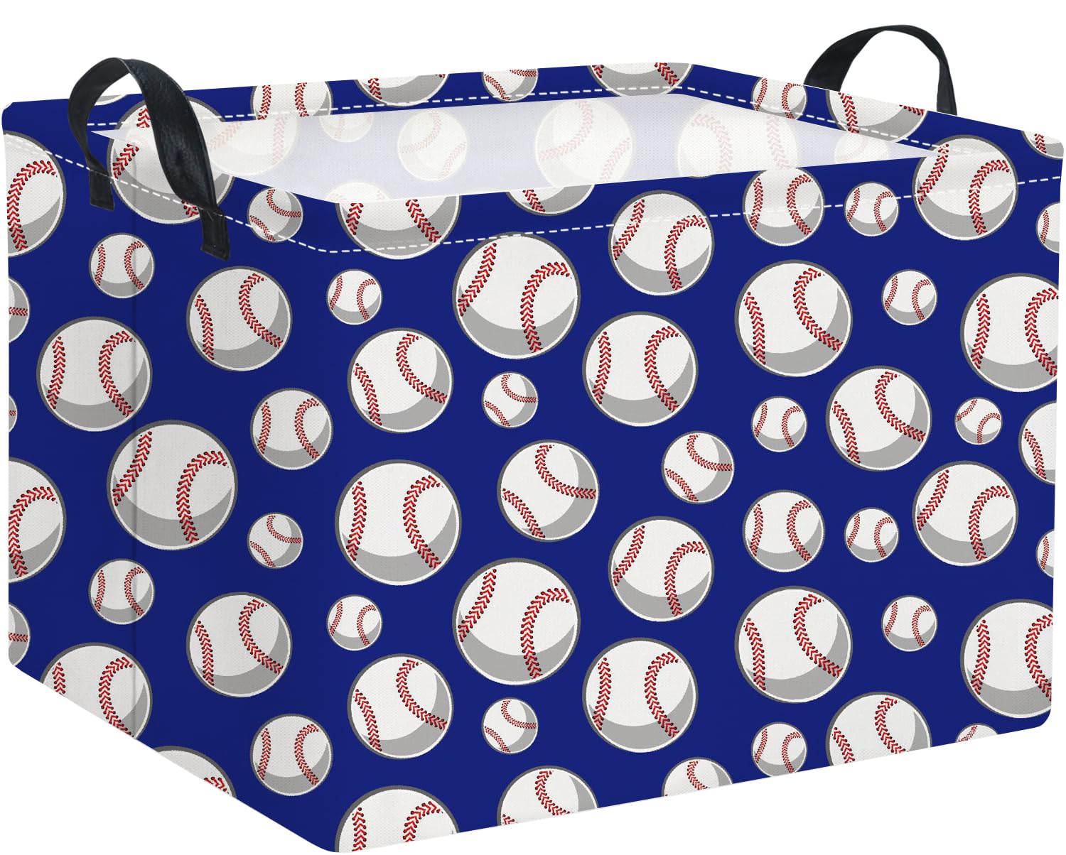 HIYAGON rectangular baseball bin front view for organized toy and book storage
