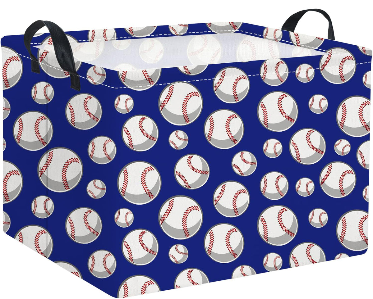 HIYAGON rectangular baseball bin front view for organized toy and book storage