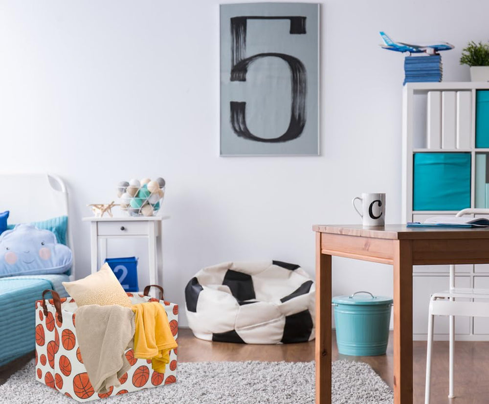 HIYAGON canvas with waterproof lining suggests spill-friendly toy and laundry storage.