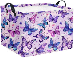 HIYAGON rectangular butterfly basket front view for stylish toy and blanket storage.